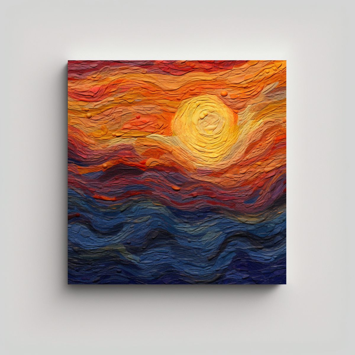 GENERICO - Cuadro Tela Decorativo Atardecer Textura Armoniosa 80x80 Cm