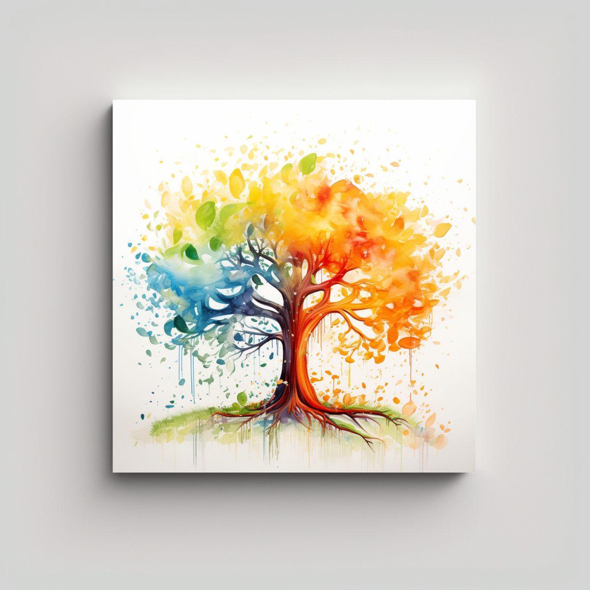 GENERICO - Cuadro Abstracto Arco Iris De Un Árbol De 80x80 Cm