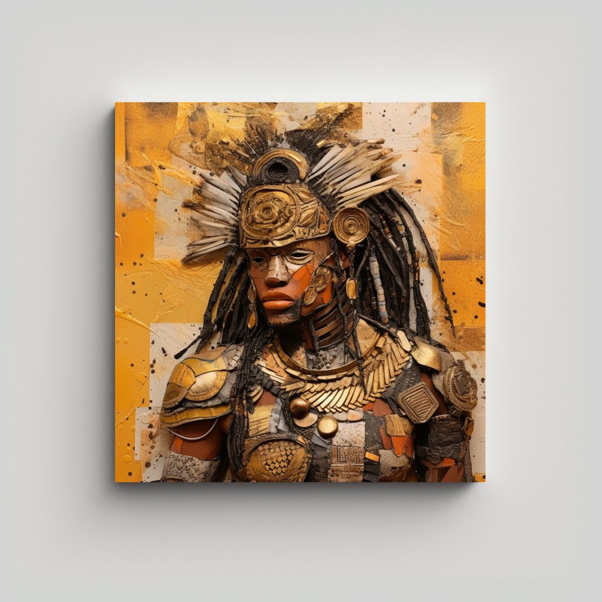 GENERICO - Obra De Arte Africana Impactante En Mezcla De 80x80 Cm