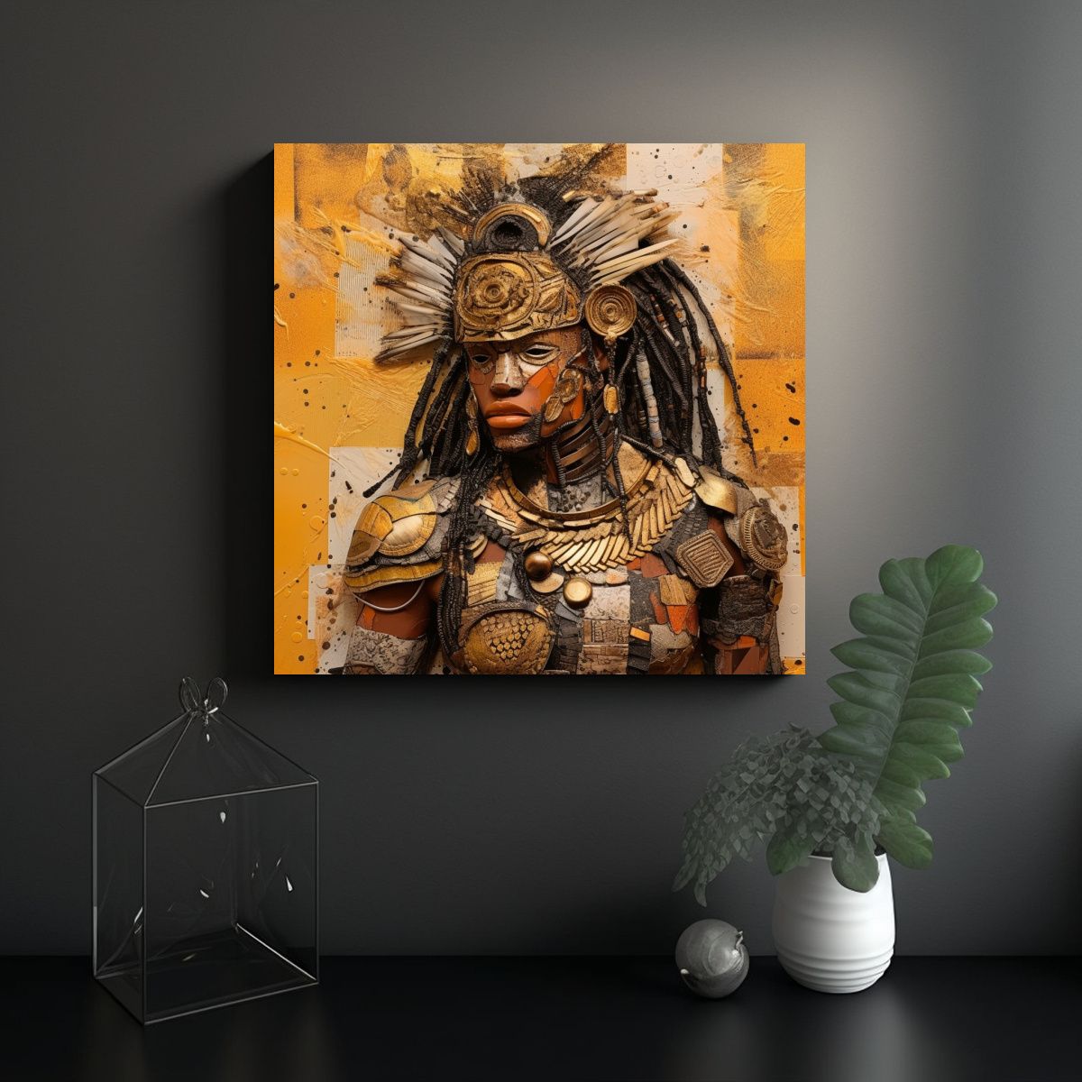 GENERICO - Obra De Arte Africana Impactante En Mezcla De 80x80 Cm