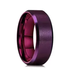 ZG JOYAS - Anillo Titanio 8mm Hombre Mujer Moda Violeta Oscuro