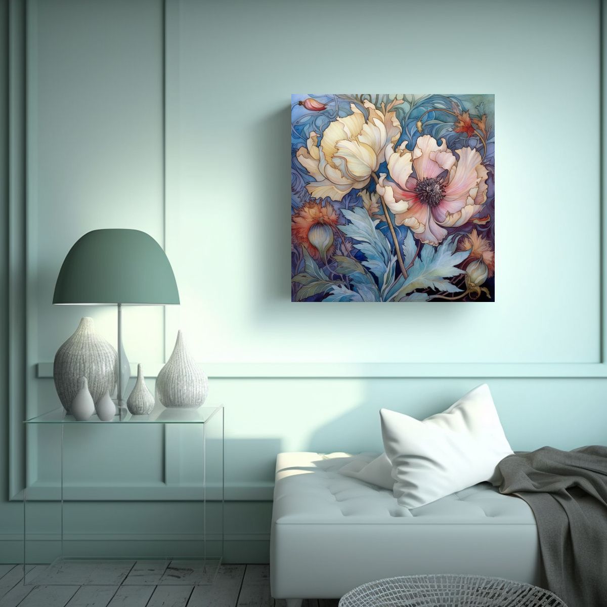 GENERICO - Arte En Relieve Con Acuarelas Suaves De Susan 90x90 Cm