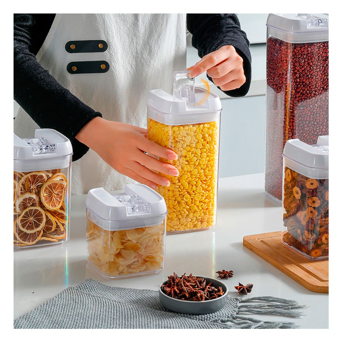 IRM - Set 7 Contenedores Alimento Hermeticos Apilable Cierre Fácil