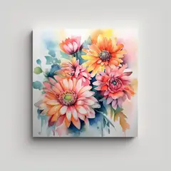 GENERICO - Lienzo Floral Acuarela Concepto De Efecto Visual 80x80 Cm