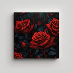 GENERICO - Ilustración Luminosa De Rosas Rojas Espinas En 70x70 Cm.