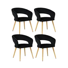 HABITA2 CHILE - Pack 4 Sitial Florencia Patas Simil Madera - Negro