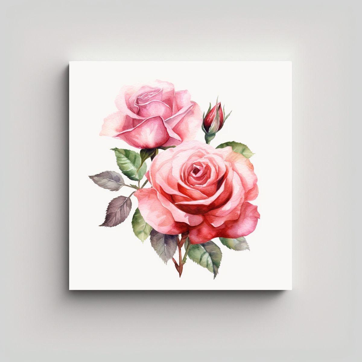 GENERICO - Cuadro Colorido Floral En Acuarela Con Detalles 80x80 Cm.