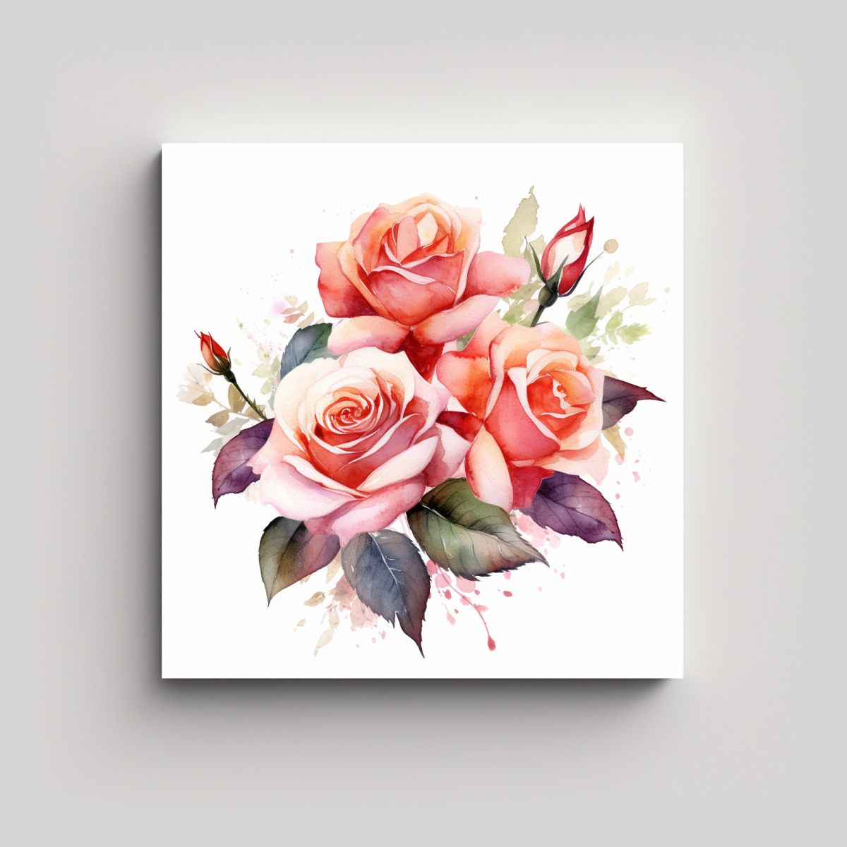 GENERICO - Composición Vanguardista De Bouquet Rosa En 80x80 Cm