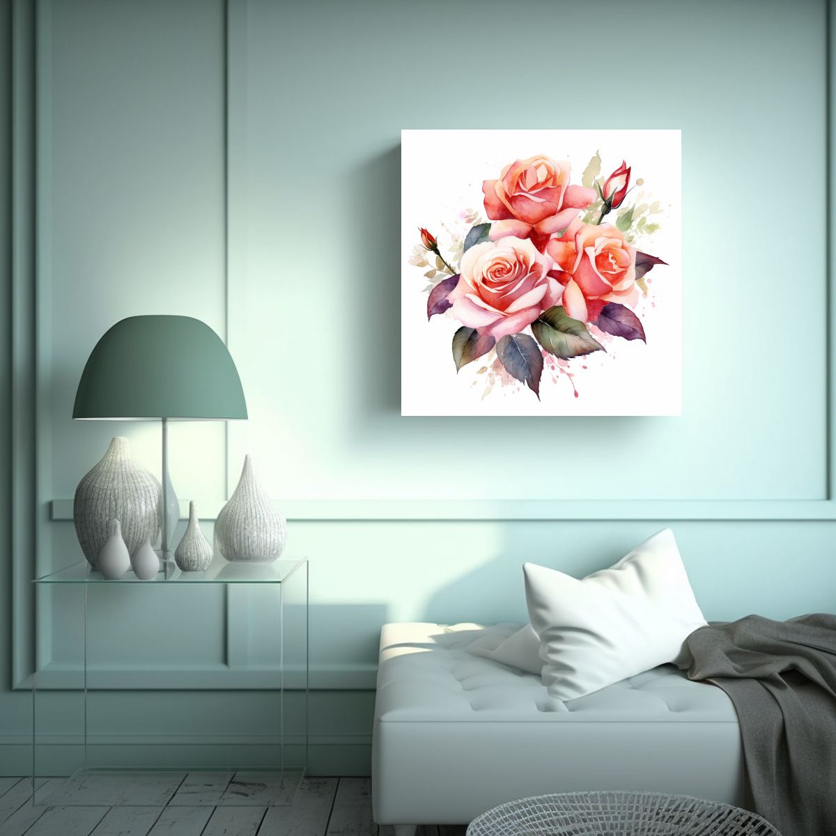 GENERICO - Composición Vanguardista De Bouquet Rosa En 80x80 Cm