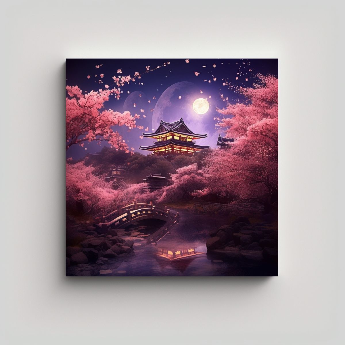 GENERICO - Pintura Pared Diseño Nocturno Estilo Japonés 90x90 Cm