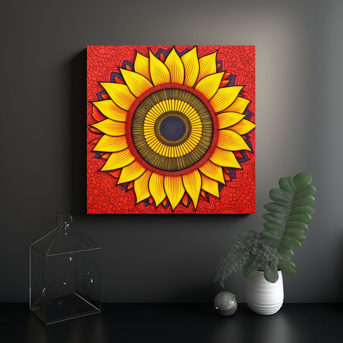 GENERICO - Cuadro Decorativo Estilo Eric Carle Girasoles Sin 80x80 Cm