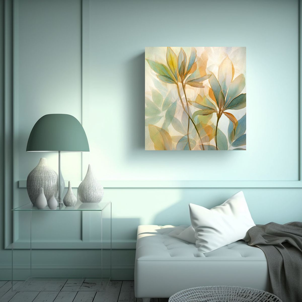 GENERICO - Ilustración Abstracta En Canva De Finas Líneas 70x70 Cm