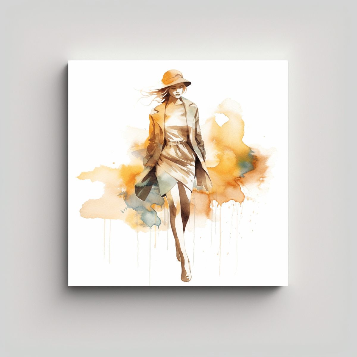 GENERICO - Cuadro Moda Mujer En Acuarela Estilo Baño 70x70 Cm