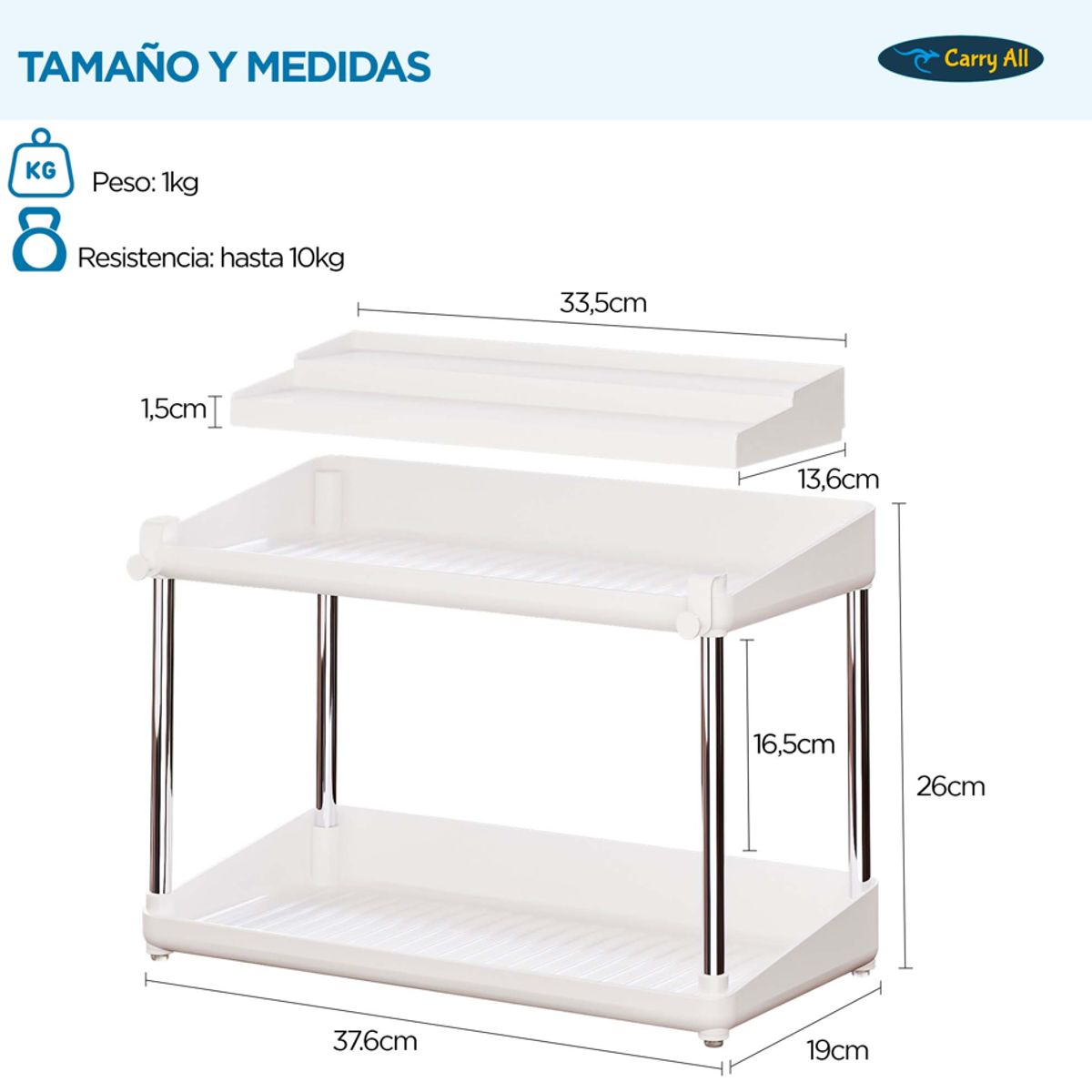 CARRY ALL - Estante Organizador 2 Niveles Carry All Condimentos Multiusos
