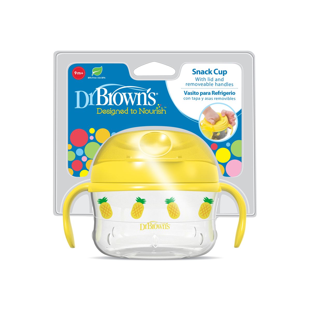 DR BROWN'S - Taza Para Snack y Merienda Dr Brown´s 9m+ Amarillo Piña