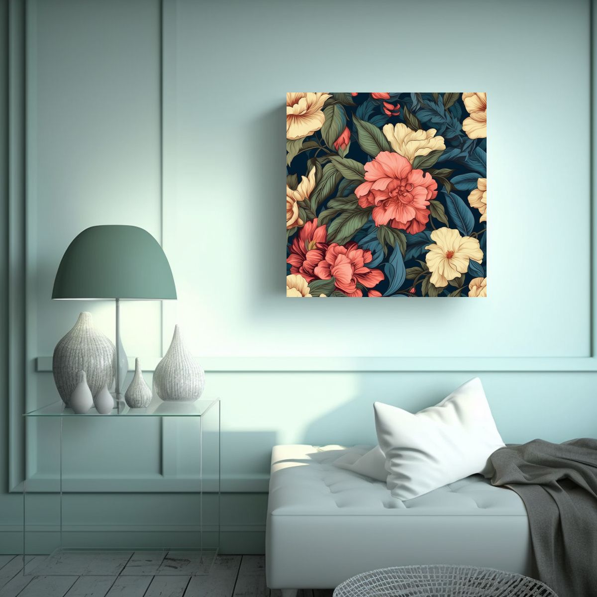 GENERICO - Arte Luminoso 4K Flores En Estilo Toile De Alta 90x90 Cm
