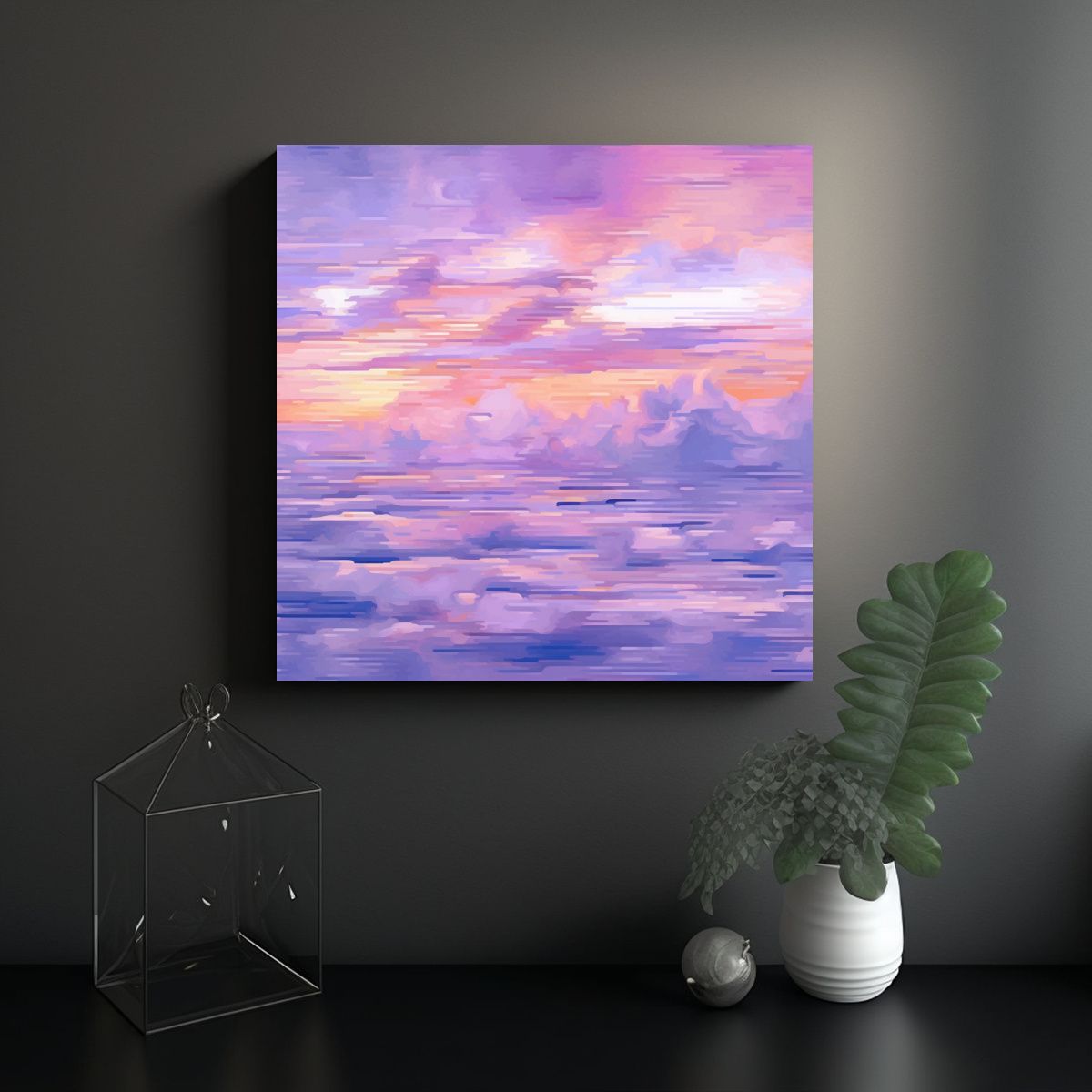 GENERICO - Pintura Digital Pixel Minimalista Que Expresa 70x70 Cm