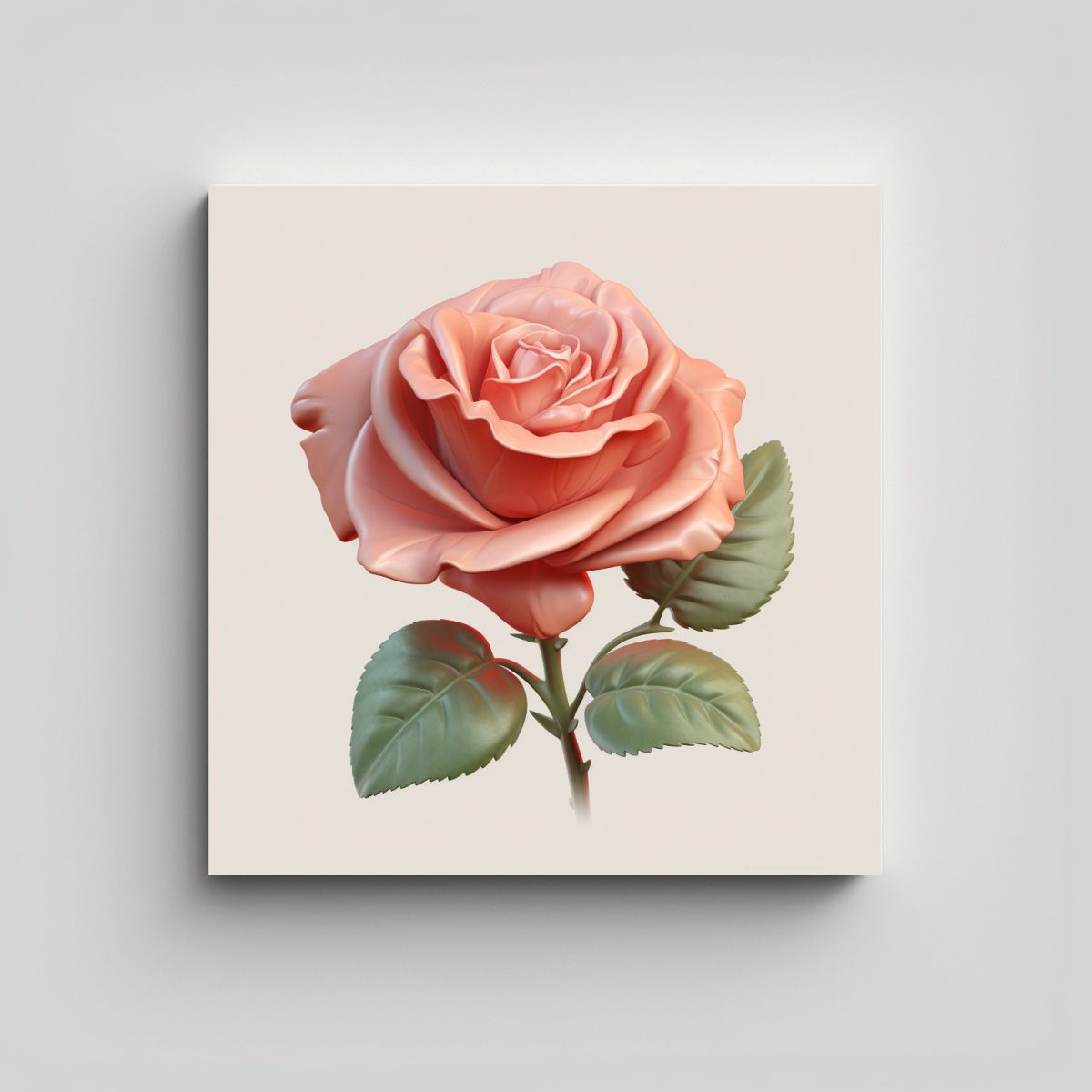 GENERICO - Arte Pared Luminosa Rosa Roja Con Hojas 3D 90x90 Cm