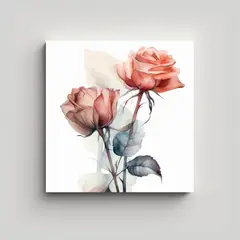 GENERICO - Correia Acuarela Rosas Emergentes Fondo Blanco 70x70 Cm