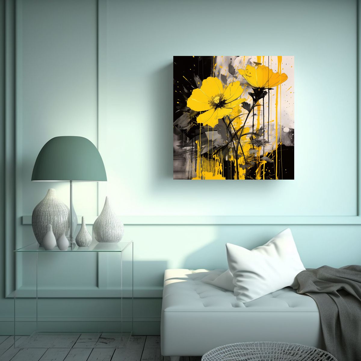 GENERICO - Pintura De Pared Movimiento Brillante En Amarillo 80x80 Cm