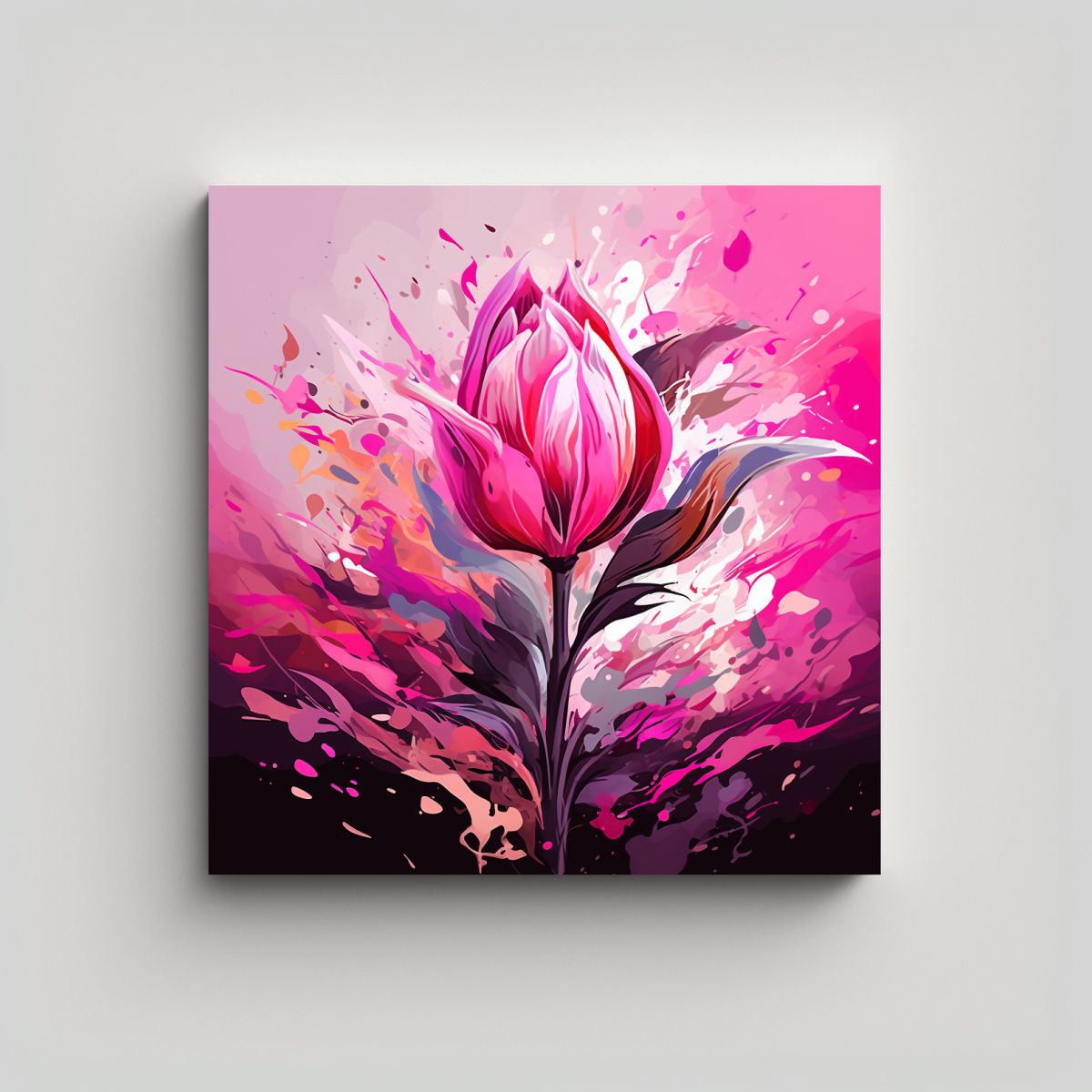 GENERICO - Pintura Decorativa Estilo Rosa En Lienzo 70x70 Cm