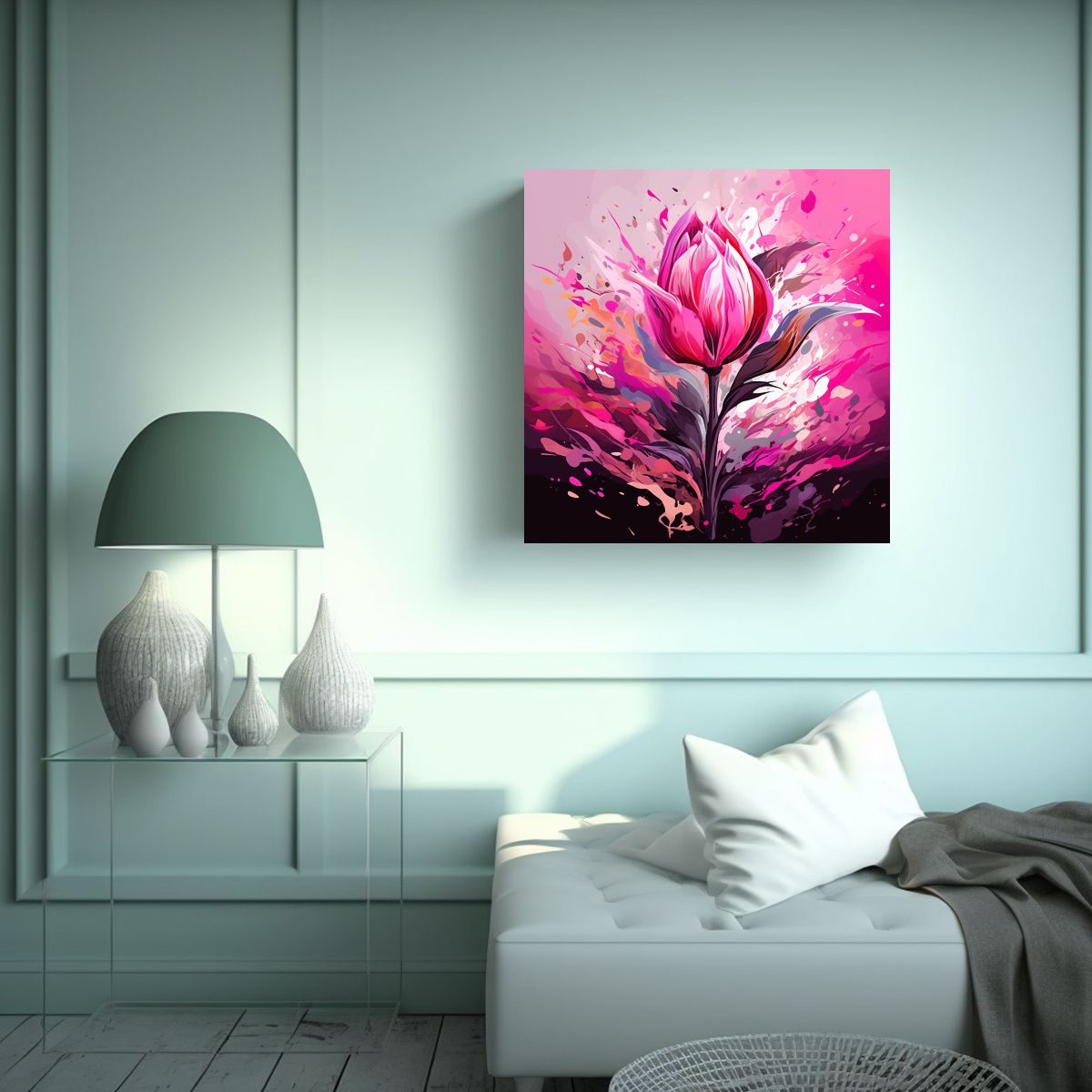 GENERICO - Pintura Decorativa Estilo Rosa En Lienzo 70x70 Cm