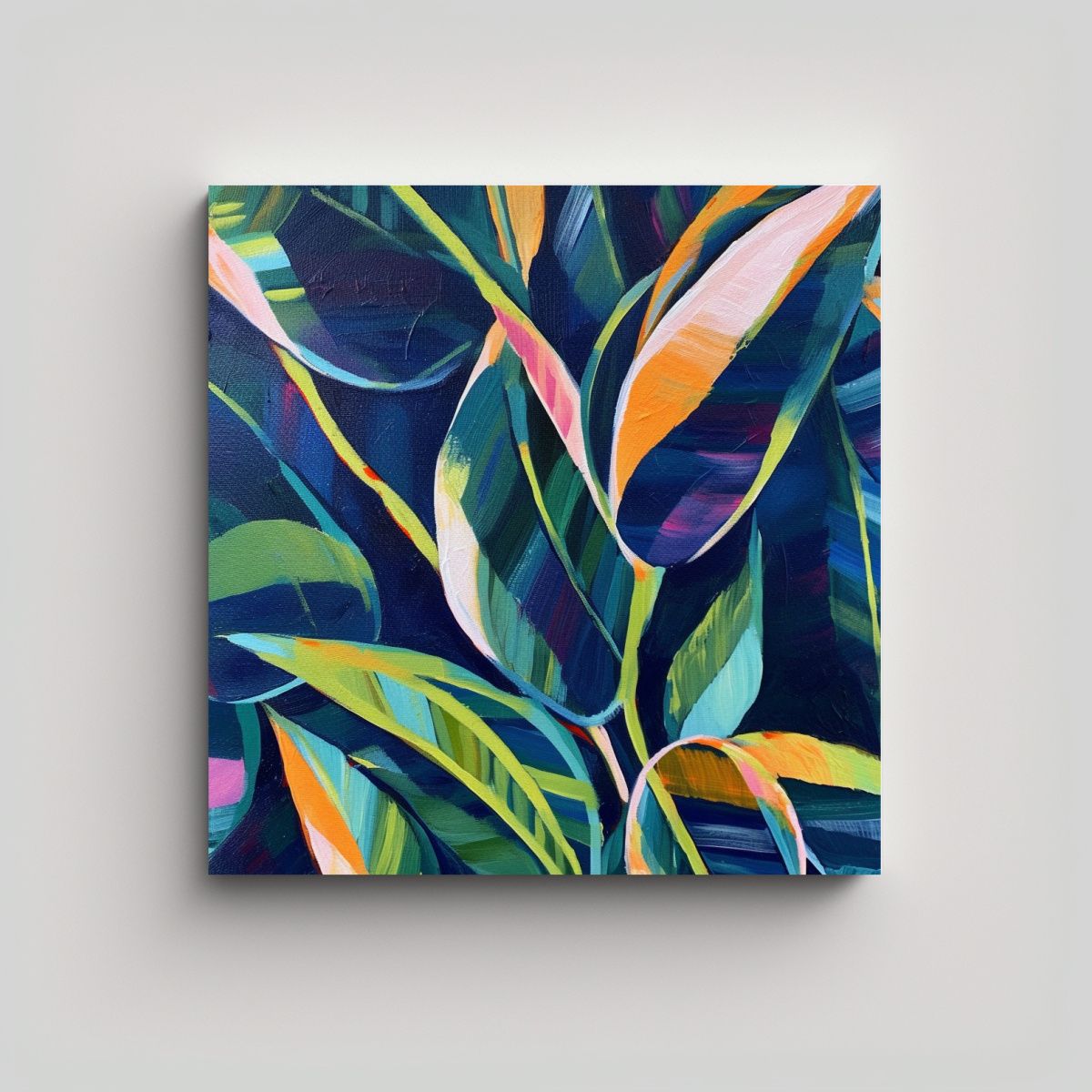 GENERICO - Pintura Abstracta Moderna De Planta De Interior 80x80 Cm.