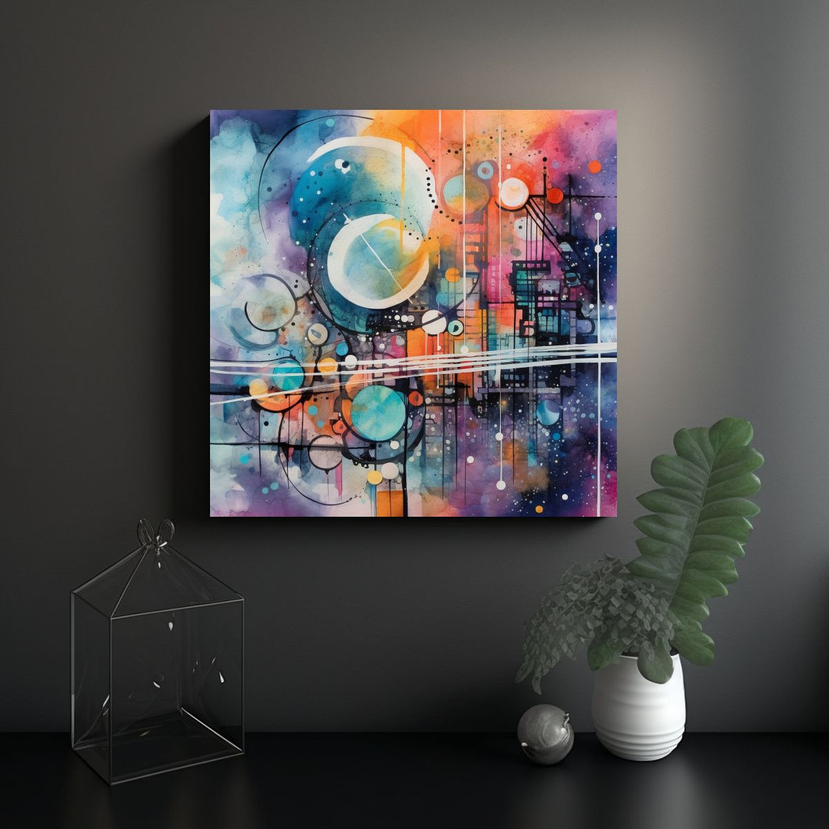 GENERICO - Cuadro Moderno Exuberante Con Tela En Bastidor 90x90 Cm.