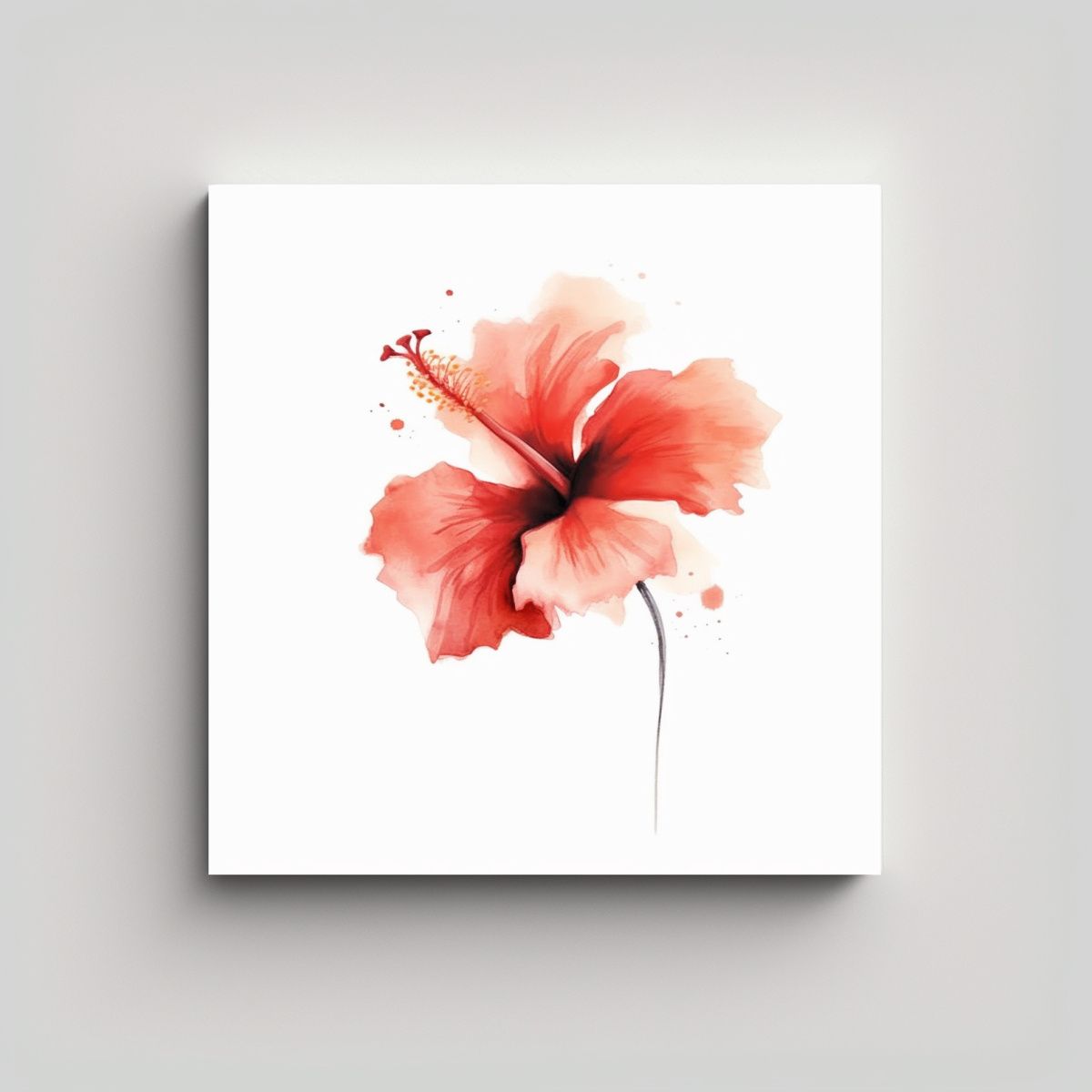 GENERICO - Ilustración Minimalista De Hibisco Rojo En Canva 90x90 Cm