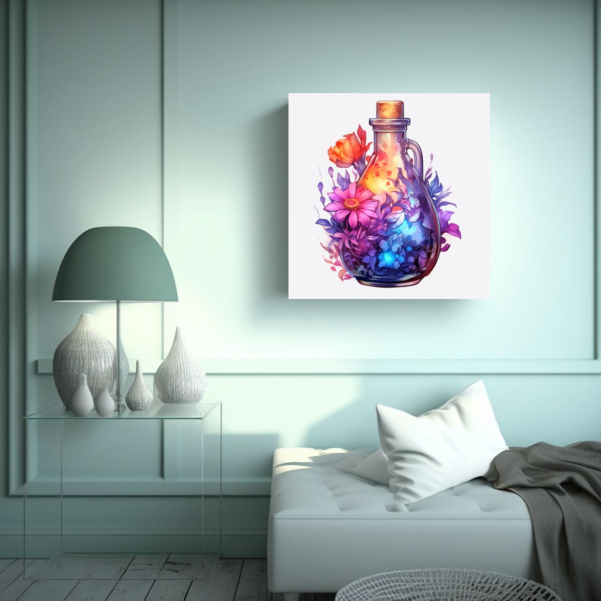 GENERICO - Lienzo Clásico Con Diseño De Botellas De 80x80 Cm