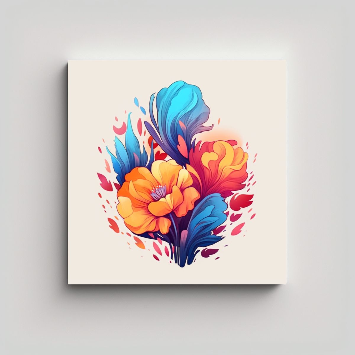 GENERICO - Lienzo De Espacio Y Flores Fantasía En Acuarela 70x70 Cm