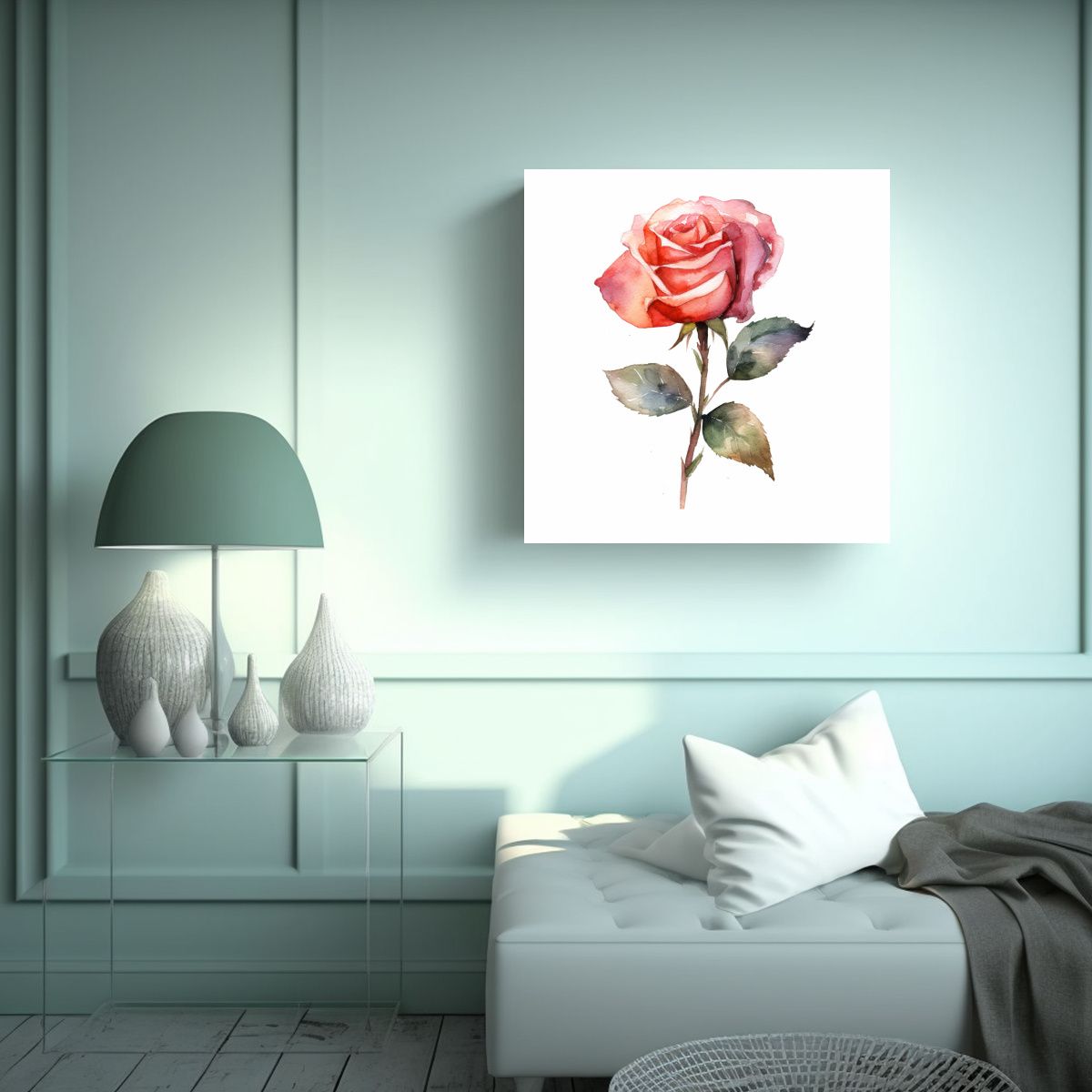GENERICO - Rosa Acuarela En Clipart Arte Inspirador E 90x90 Cm