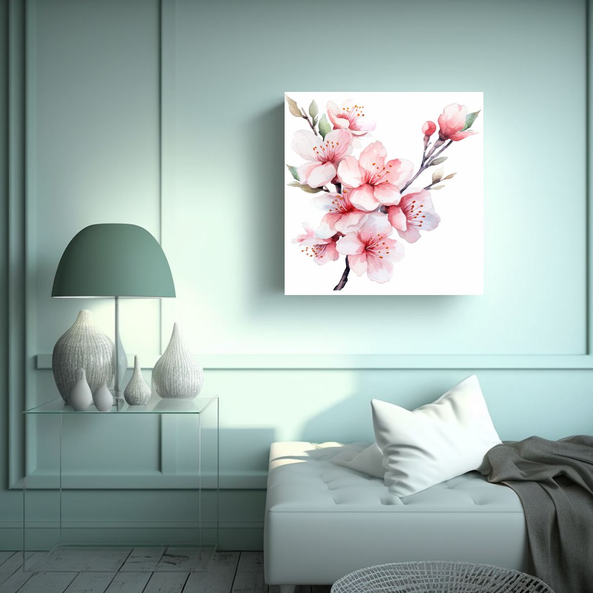 GENERICO - Cuadro HD De Cerezo En Acuarela Suave Arte De 90x90 Cm