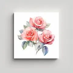 GENERICO - Cuadro Vintage Con Rosas Brillantes En Acuarela 90x90 Cm