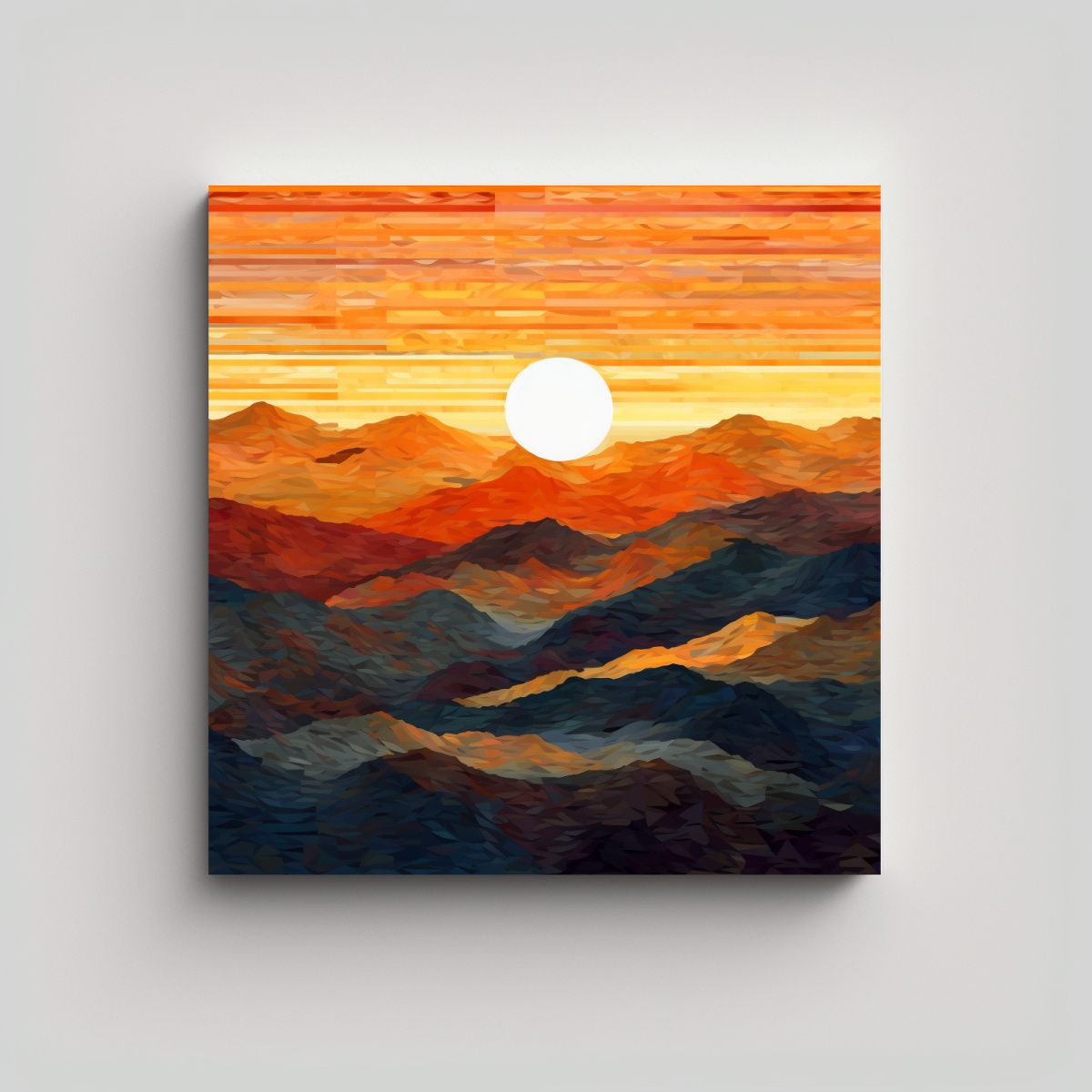 GENERICO - Cuadro Pared Patrón Intenso Amanecer Montañas 70x70 Cm