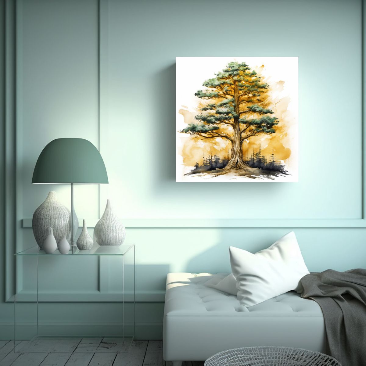 GENERICO - Pintura Acuarela Inspirada En La Naturaleza 90x90 Cm