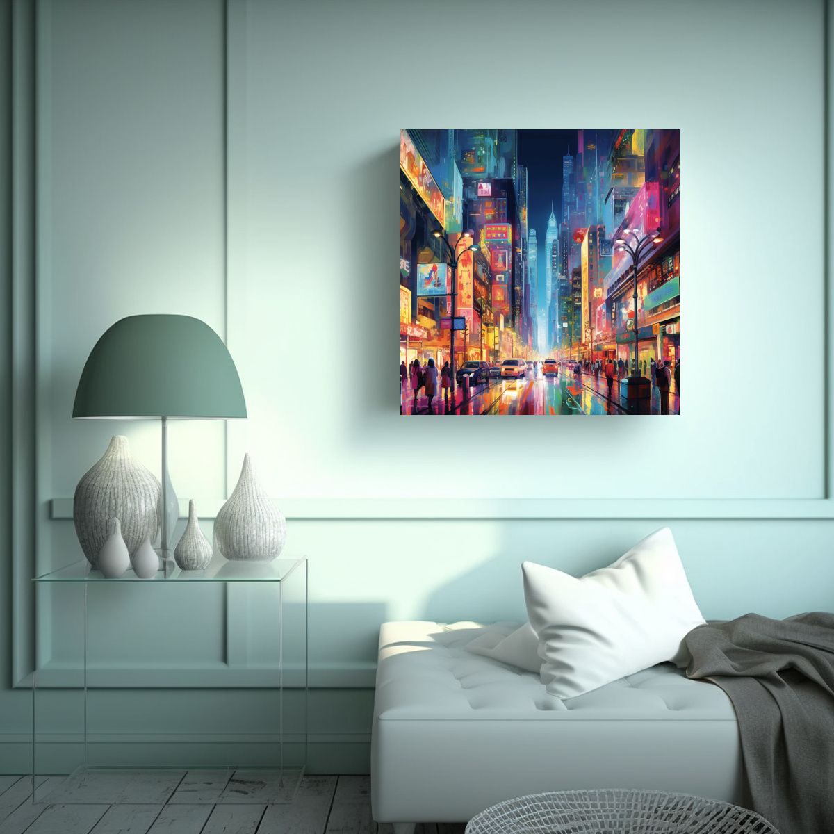 GENERICO - Cuadro Urbano En Bastidor Intenso Arquitectura 90x90 Cm