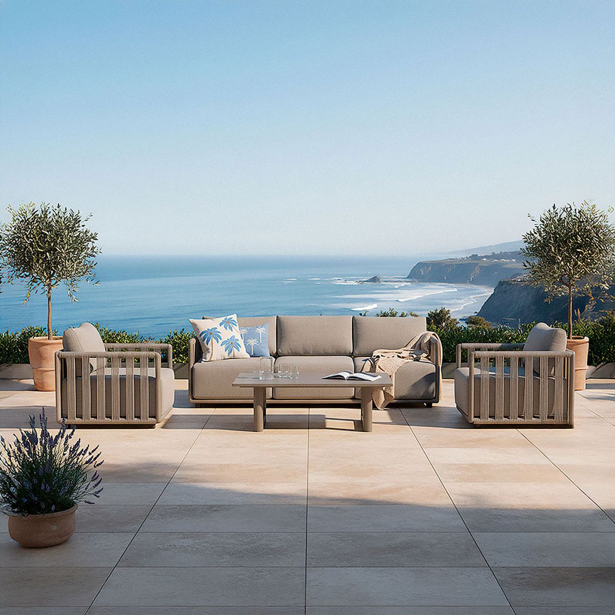 ROSEN - Set de Living de Terraza Karpen 4 Piezas Taupe