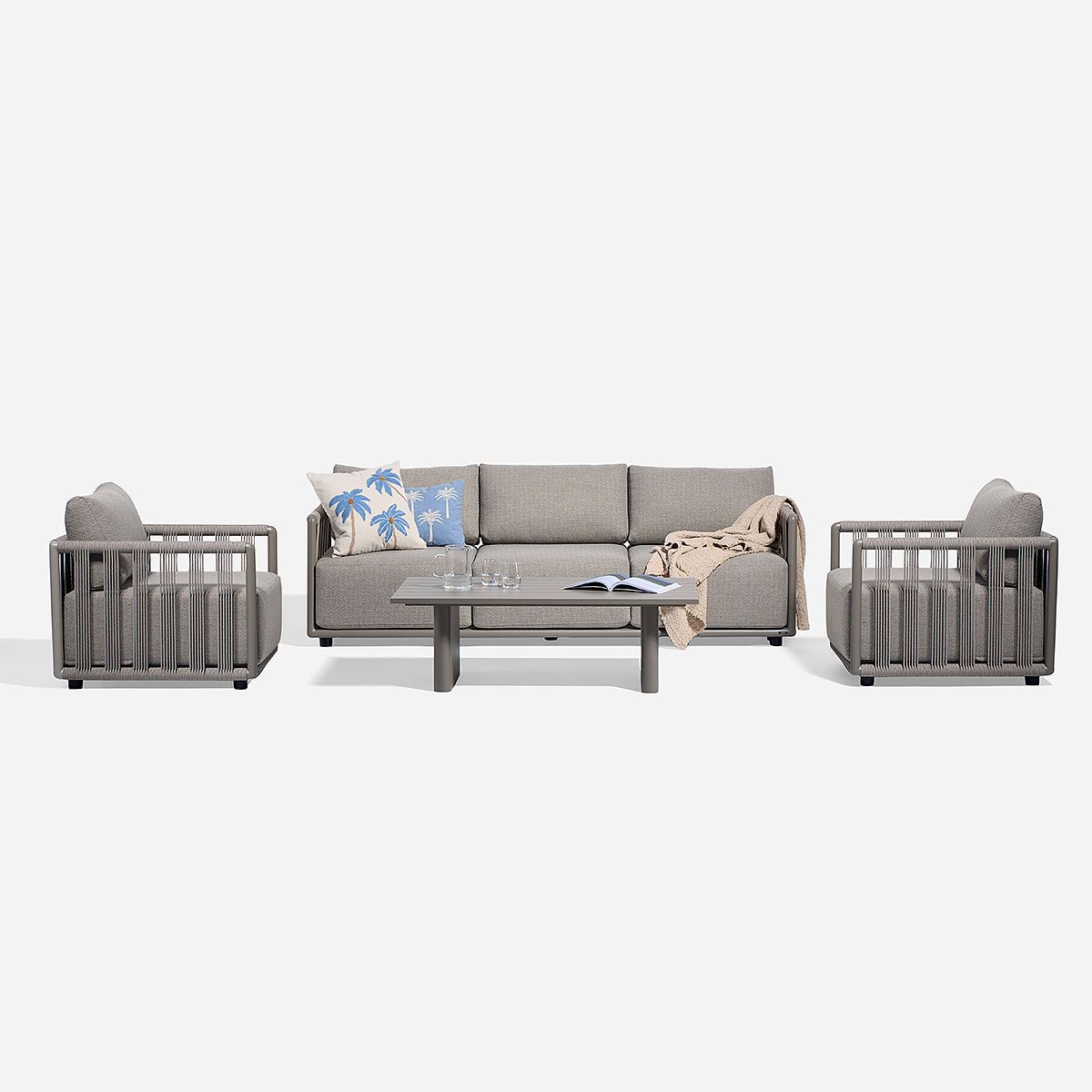 ROSEN - Set de Living de Terraza Karpen 4 Piezas Taupe