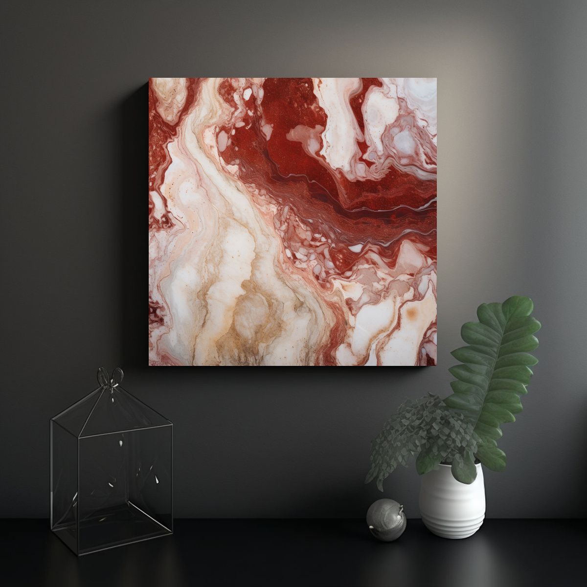 GENERICO - Cuadro Acuarela Textura Mármol Burdeos Culturar 80x80 Cm