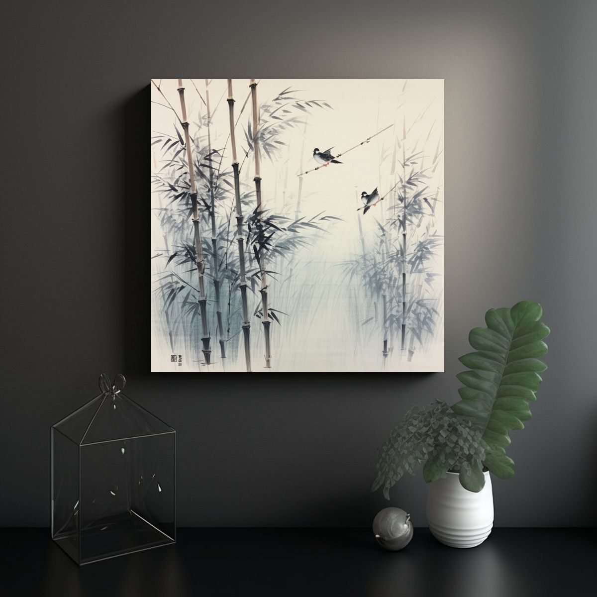GENERICO - Pinturas De Decoración De Bambú De Tinta De 80x80 Cm