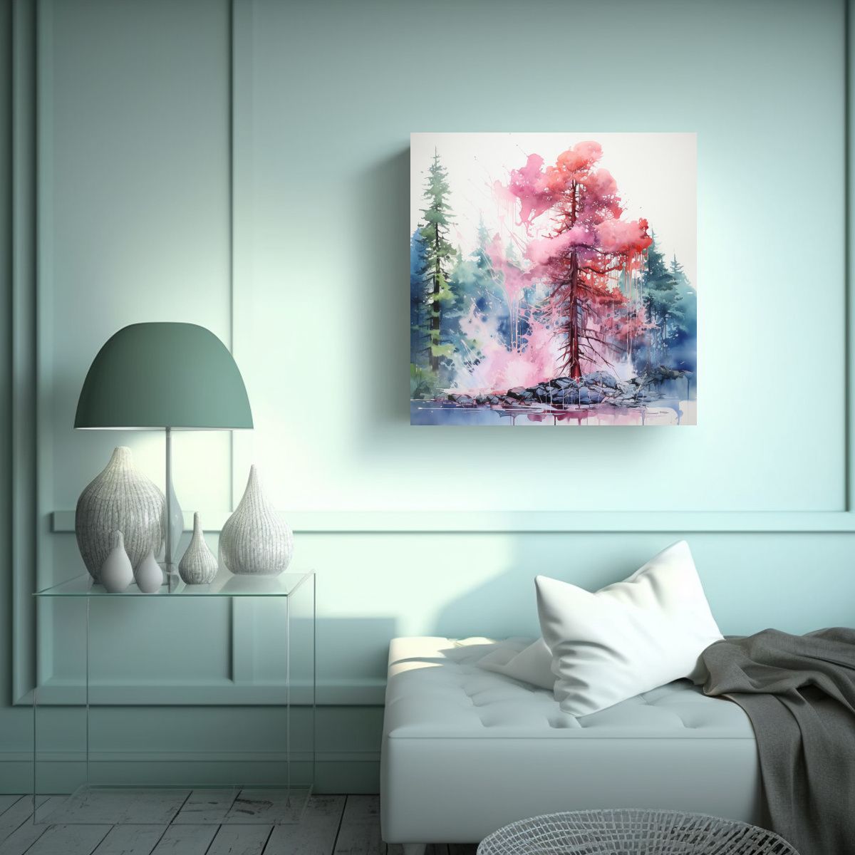 GENERICO - Cuadro Abstracto De Un árbol Redwood En Colores 80x80 Cm