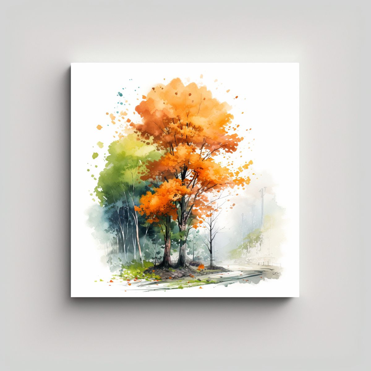 GENERICO - Pintura Abstracta De Un árbol álamo Populus Con 80x80 Cm
