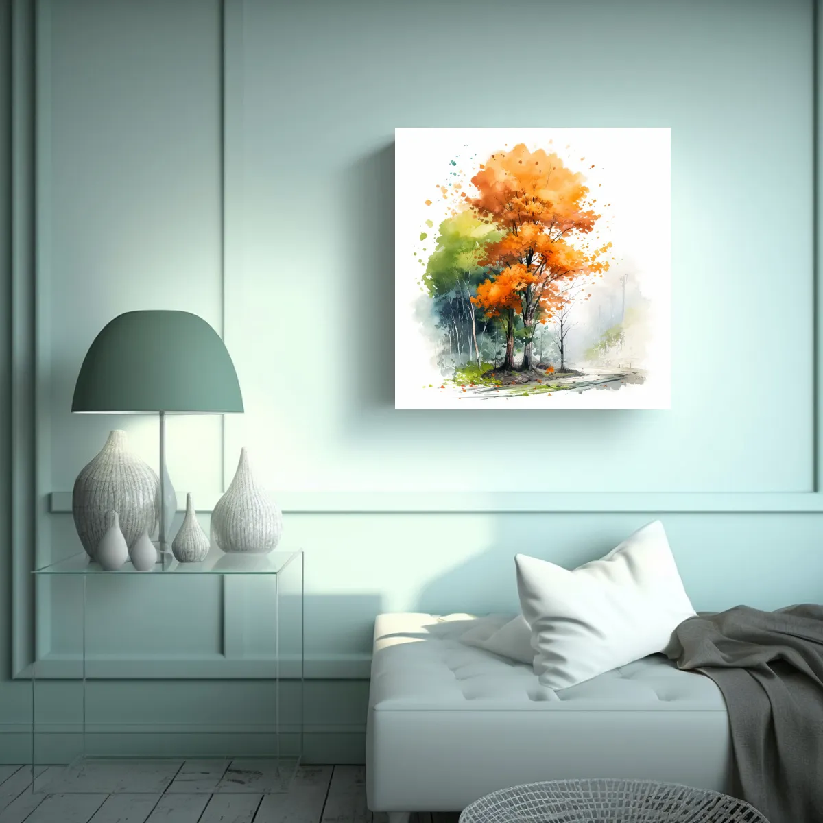 GENERICO - Pintura Abstracta De Un árbol álamo Populus Con 80x80 Cm