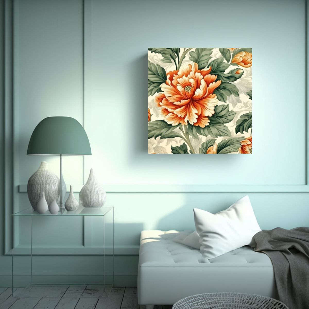 GENERICO - Bastidor Moderno Con Patrones Florales Únicos E 90x90 Cm.