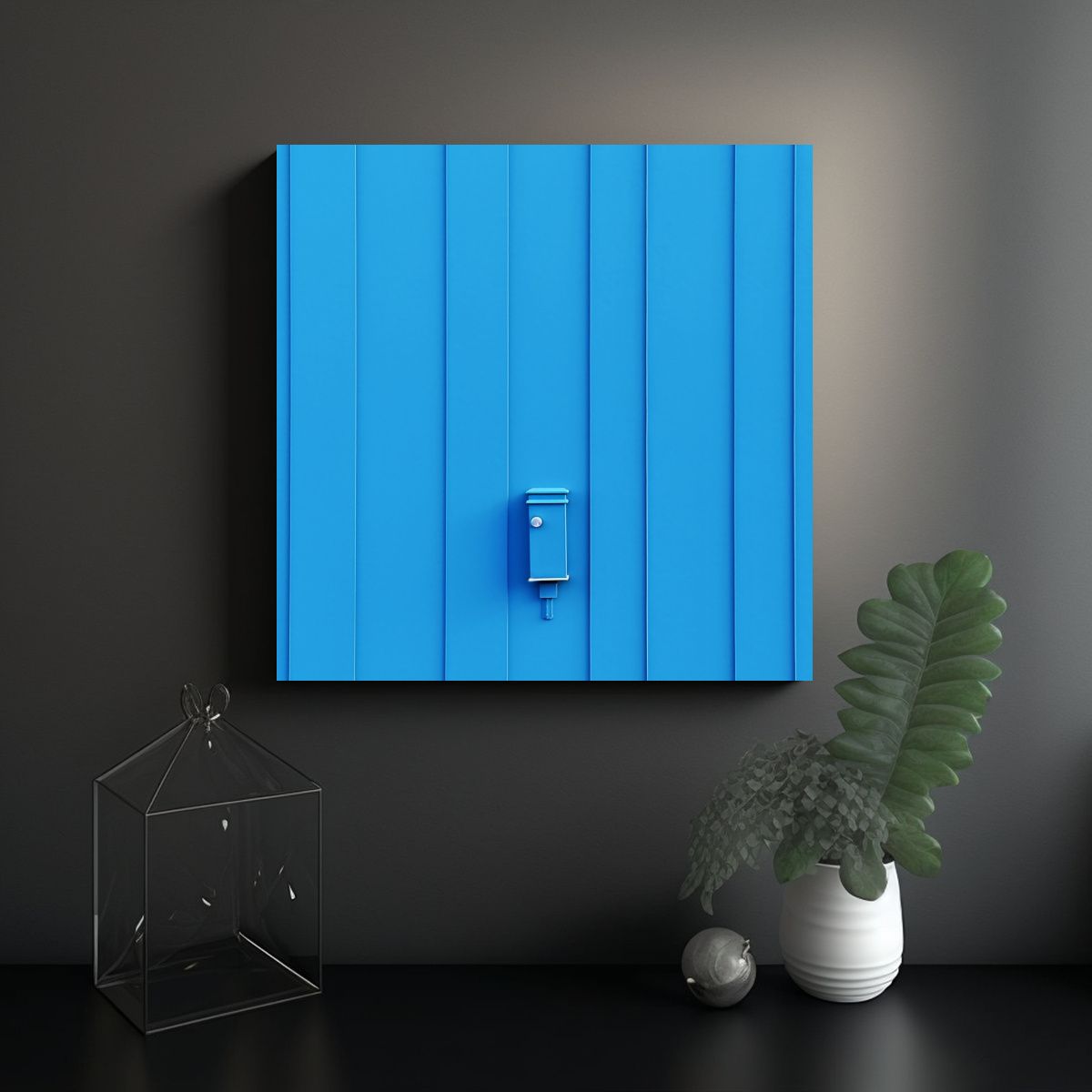 GENERICO - Cuadro Abstracto Azul Minimalista Sobre Fondo 80x80 Cm