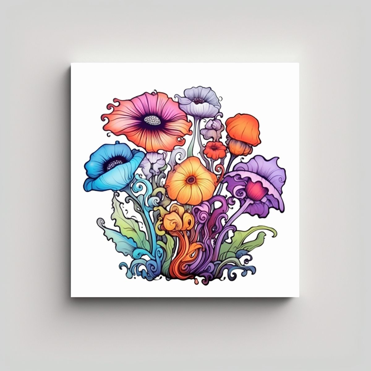 GENERICO - Ilustración De Flores Mágicas Juveniles 90x90 Cm.