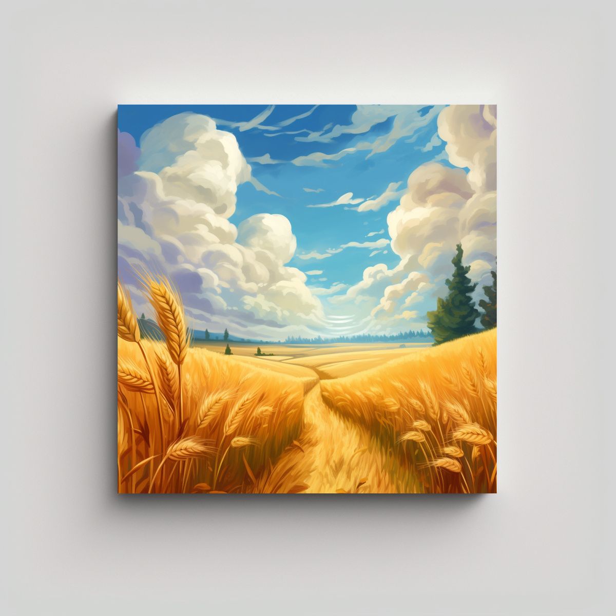 GENERICO - Cuadro Alegría Trigo Campo Fondo 90x90 Cm