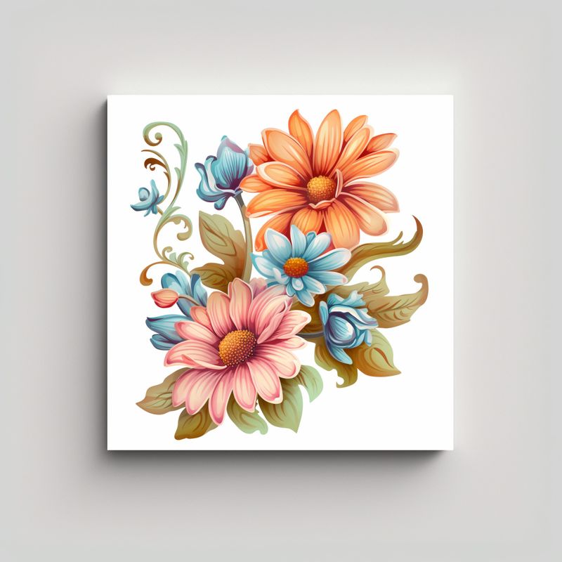 GENERICO - Composición Moderna Cocina Clipart De Flores 90x90 Cm