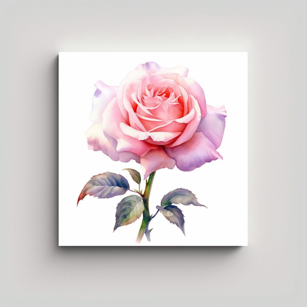 GENERICO - Cuadro Decorativo Canva De Rosa Acuarela Rosa 90x90 Cm